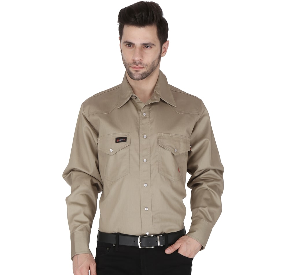 Forge FR Men: Khaki (Pearl Snap)