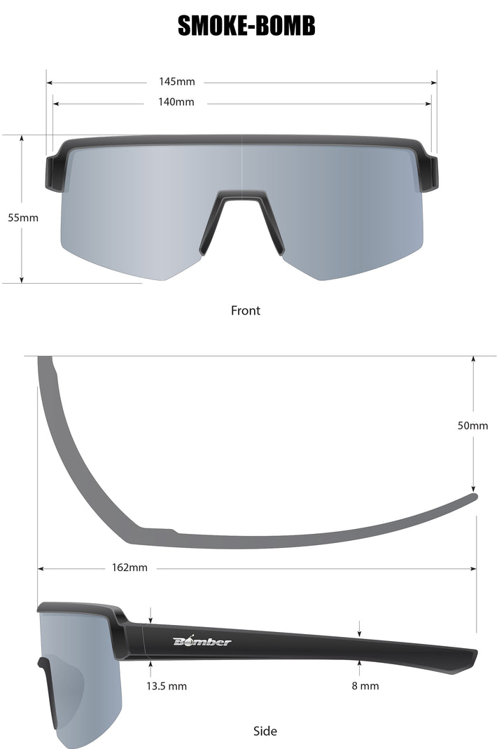 Bomber Smoke: Blue Mirror/Matte Black Frame