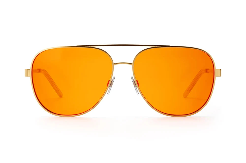 INCLINE SUNGLASSES: POLISHED GOLD FRAME AMBER LENS