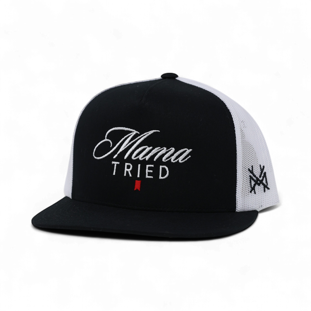 Mama Tried Ultra Trucker Hat: Trucker Black/White