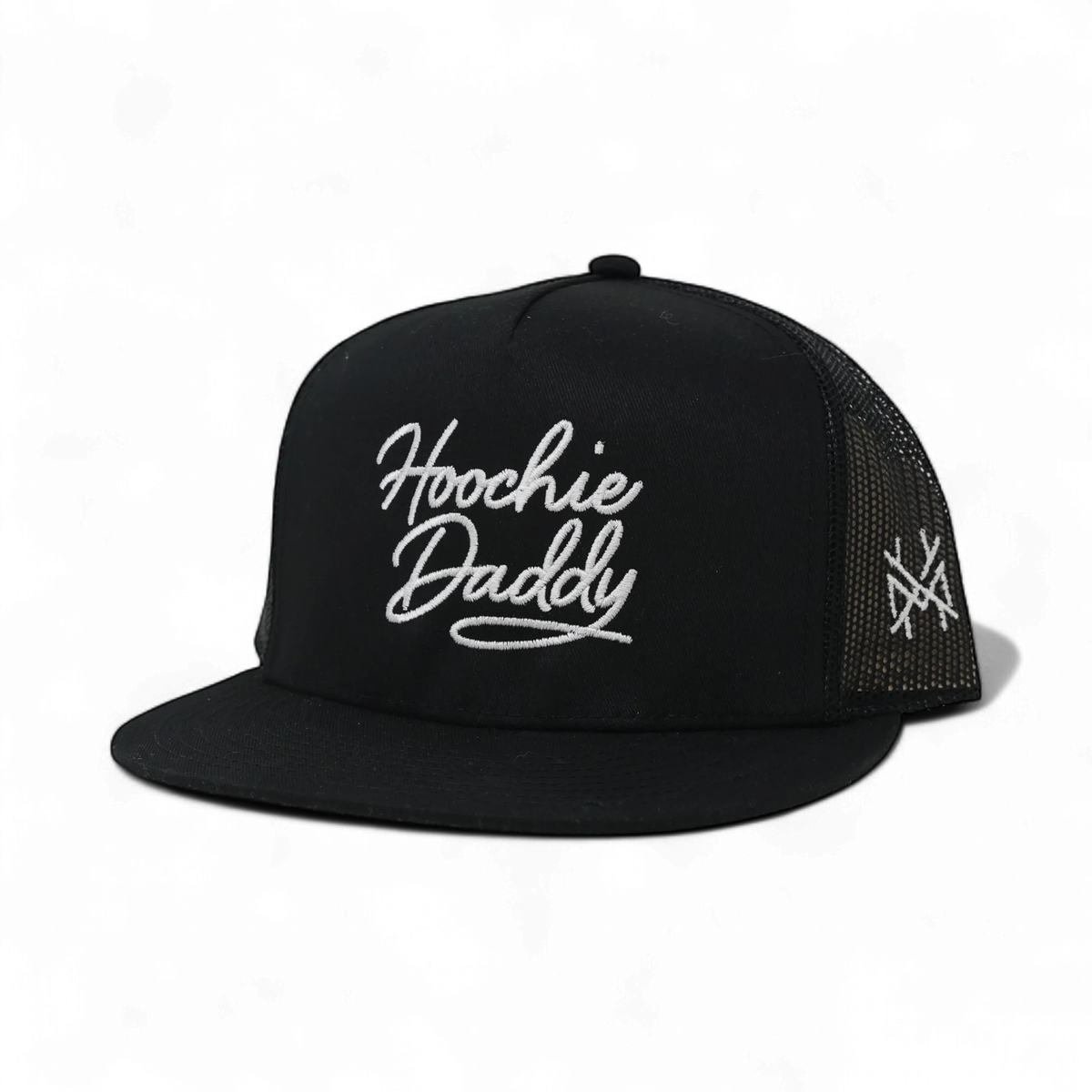 Hoochie Daddy Trucker Hat: Retro White with Black Rope