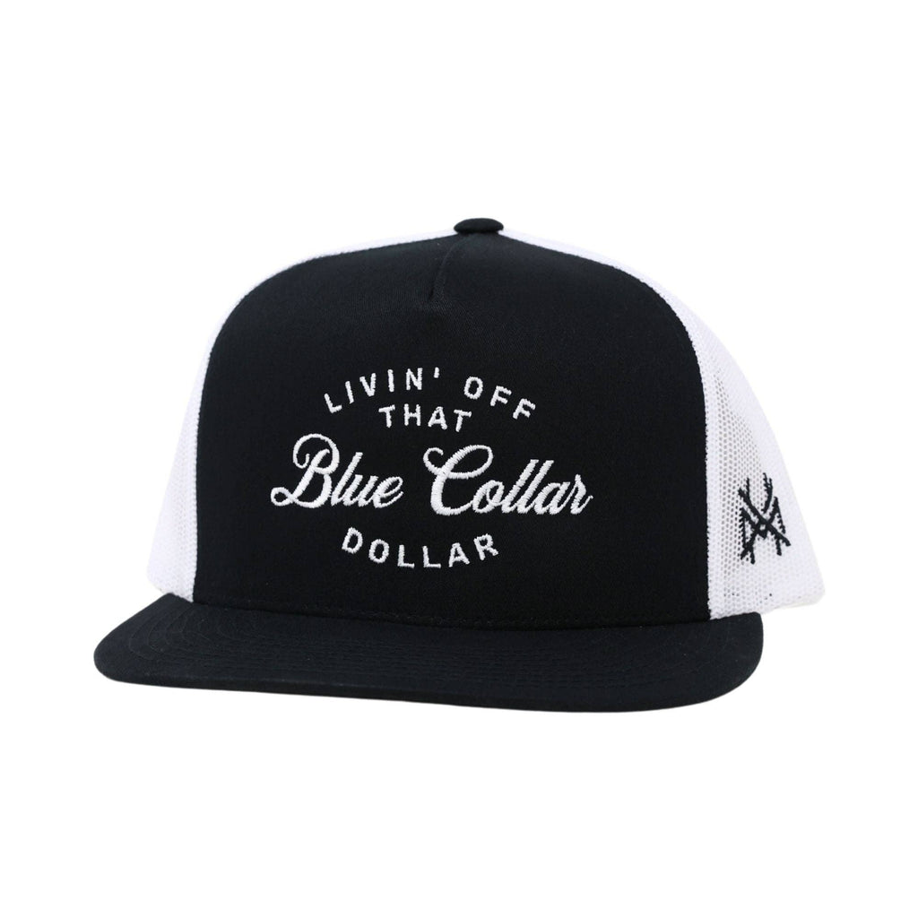 Blue Collar Dollar Trucker Hat: 7 Panel Black