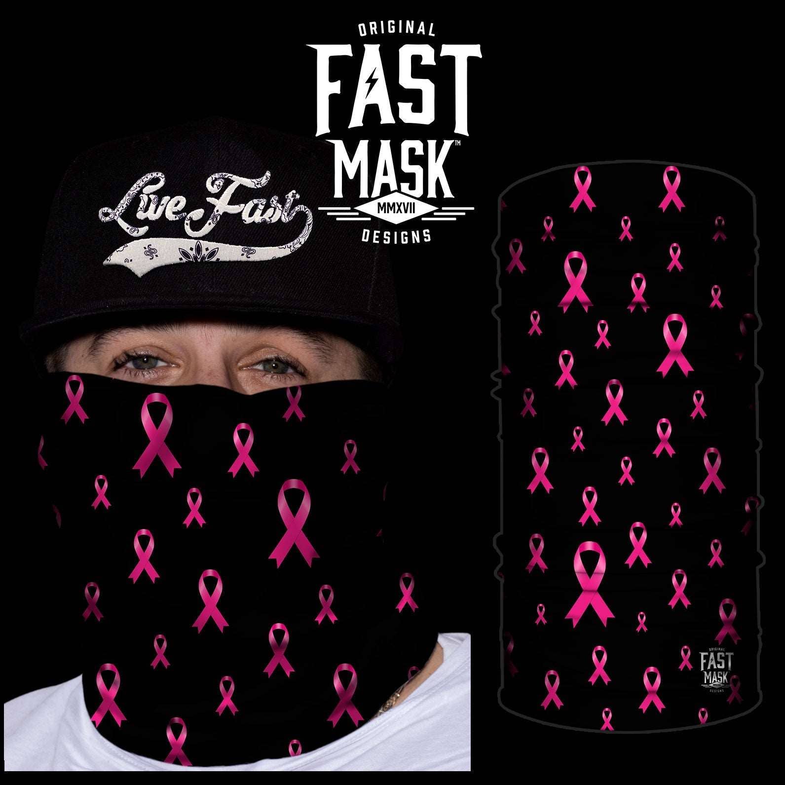 Breast Cancer Support Neck Gaiter - Black