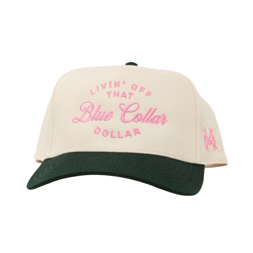 Blue Collar Dollar Trucker Hat: 7 Panel Bottomland/ Loden/ Bottomland