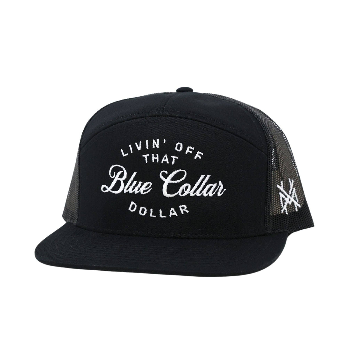 Blue Collar Dollar Trucker Hat: 7 Panel Bottomland/ Loden/ Bottomland
