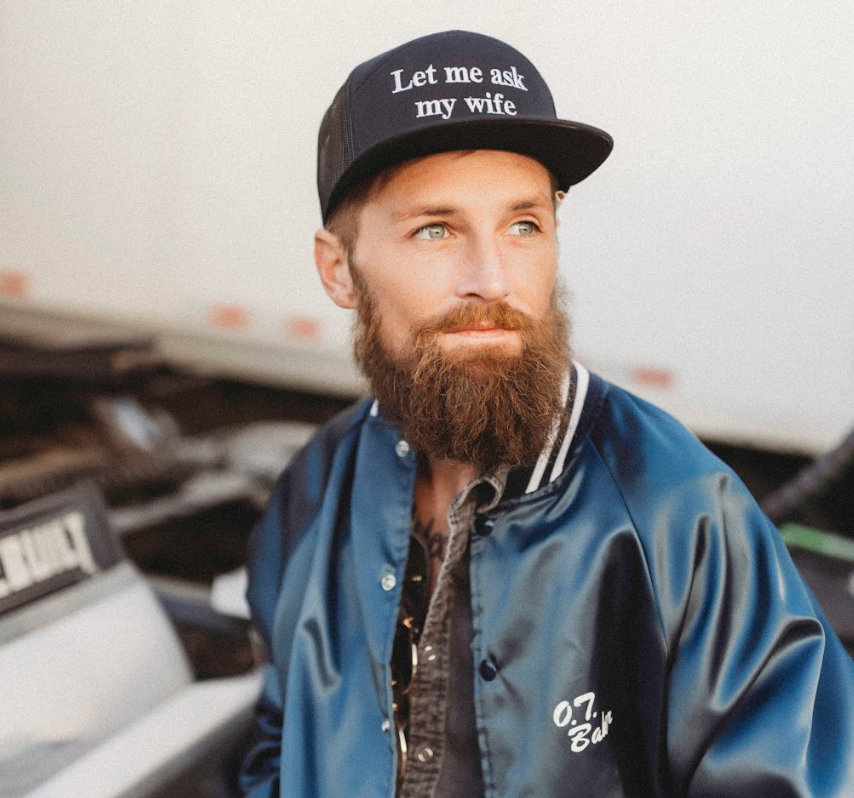 Let Me Ask My Wife Trucker Hat: 7 Panel Lowland/Khaki/Lowland