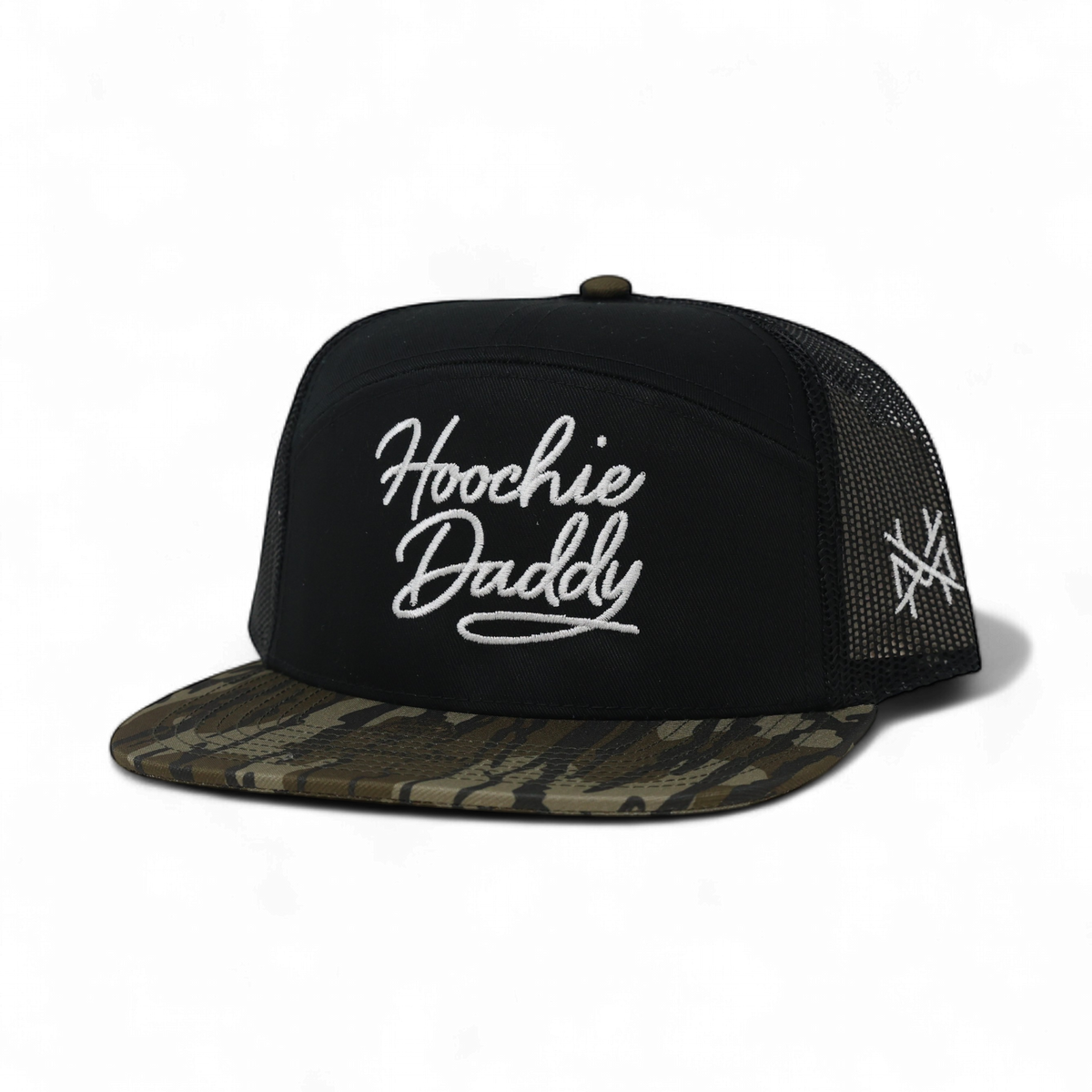 Hoochie Daddy Trucker Hat: Retro White with Black Rope