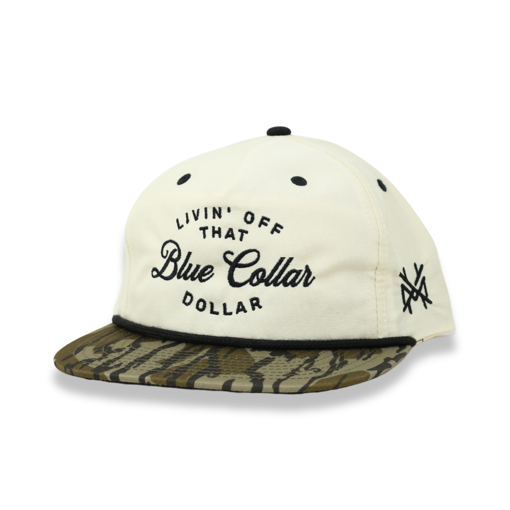 Blue Collar Dollar Trucker Hat: 7 Panel Black