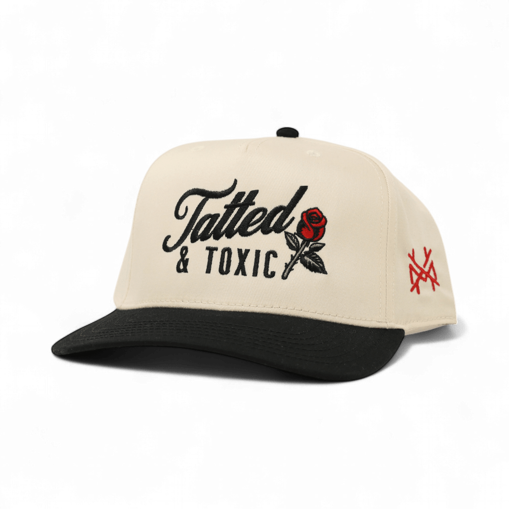 Tatted and Toxic Trucker Hat: Retro Black/Natural