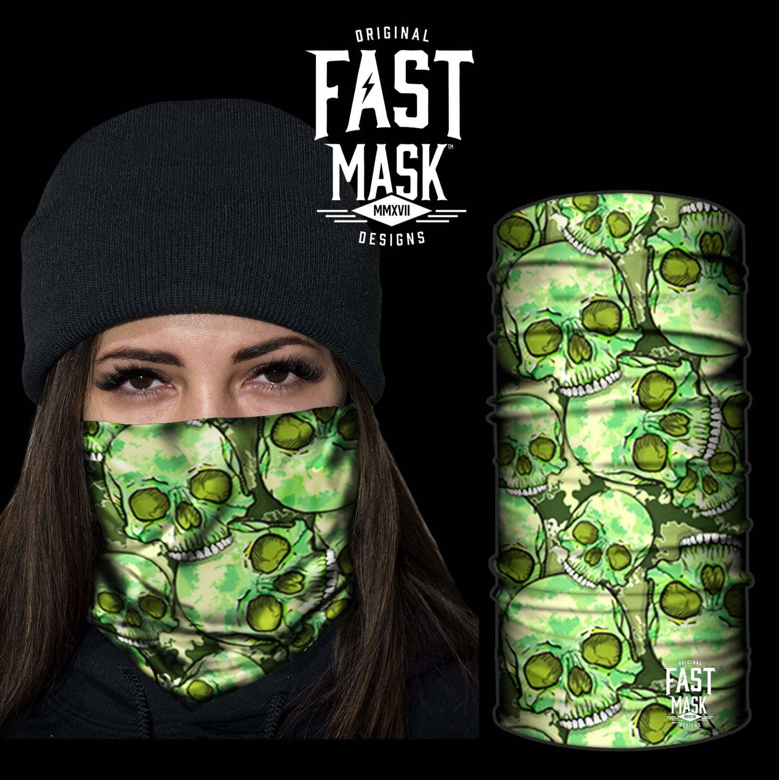 LFG: Green Skulls Neck Gaiter