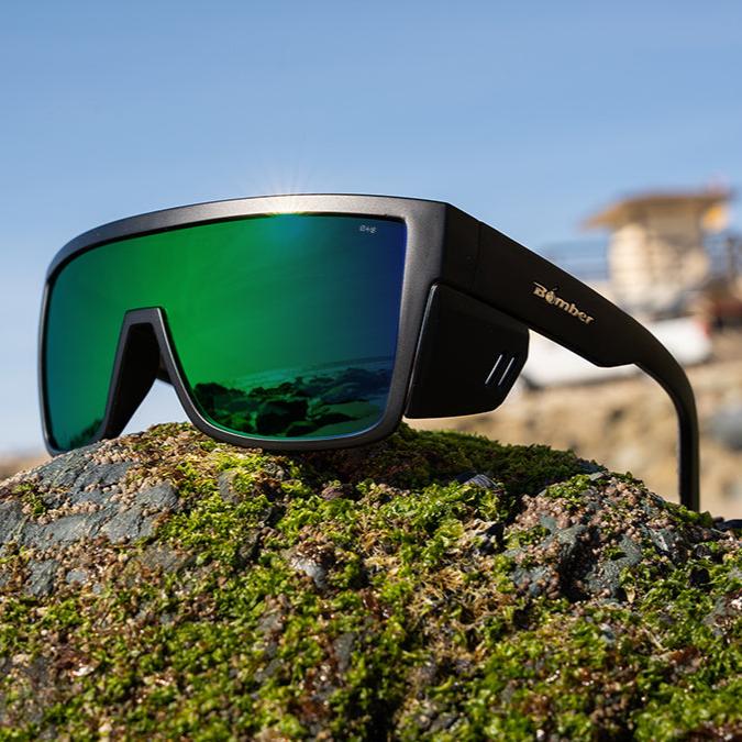 Bomber Buzz: Green Mirror/ Black Frame