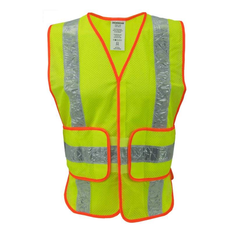 Ironwear:Hi Vis Vest w/ Adjustable Wraparound Hook & Loop