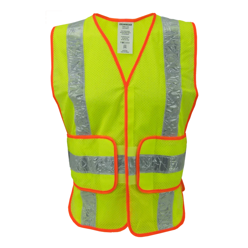 Ironwear:Hi Vis Vest w/ Adjustable Wraparound Hook & Loop