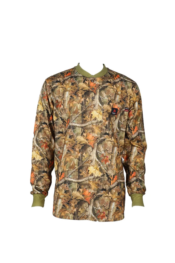 Forge FR: Men's Camo Light Weight Henley Tee