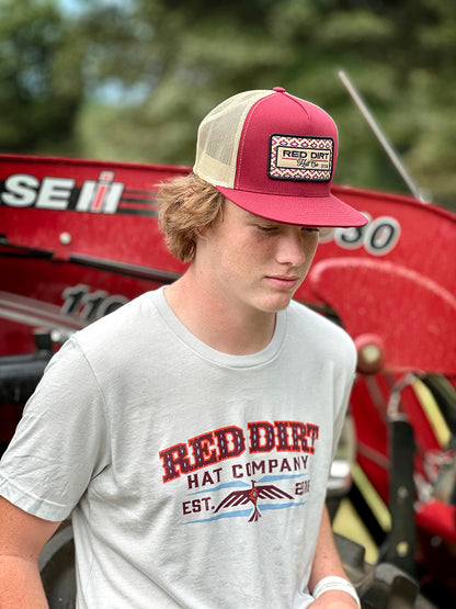 Red Dirt Hat: Saddle Up  (Burgandy/Khaki)