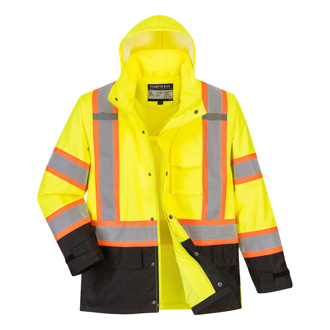 Portwest FR: Hi-Vis Contrast Rain Traffic Jacket