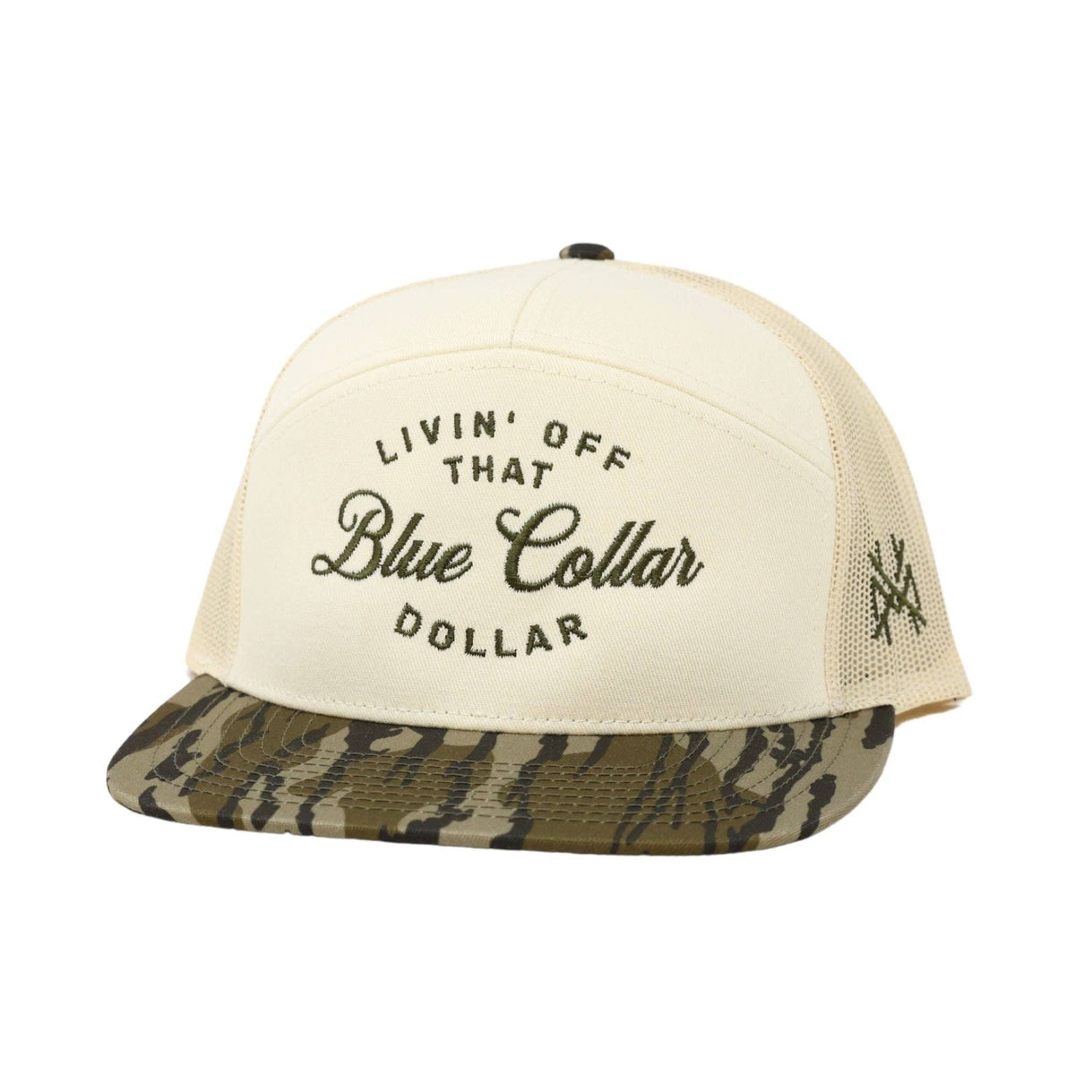 Blue Collar Dollar Trucker Hat: 7 Panel Black