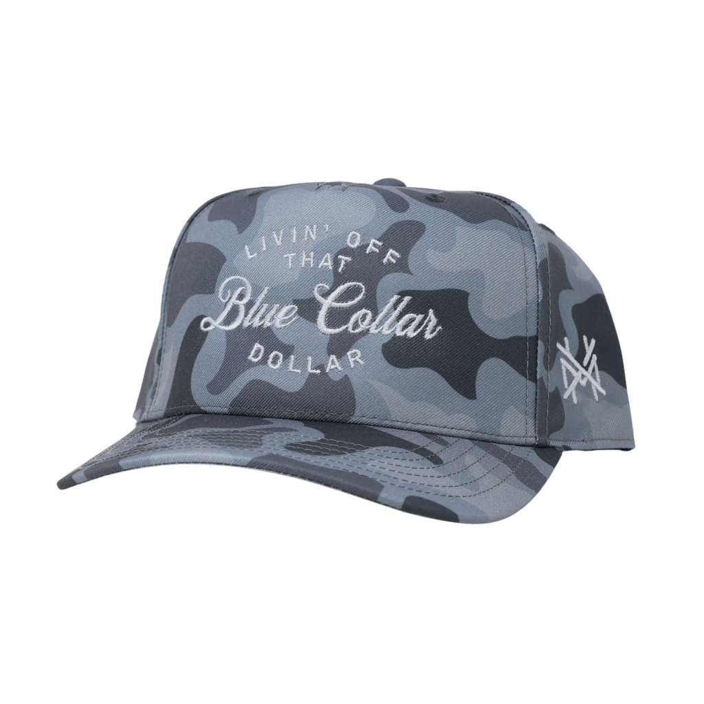 Blue Collar Dollar Trucker Hat: 7 Panel Bottomland/ Loden/ Bottomland