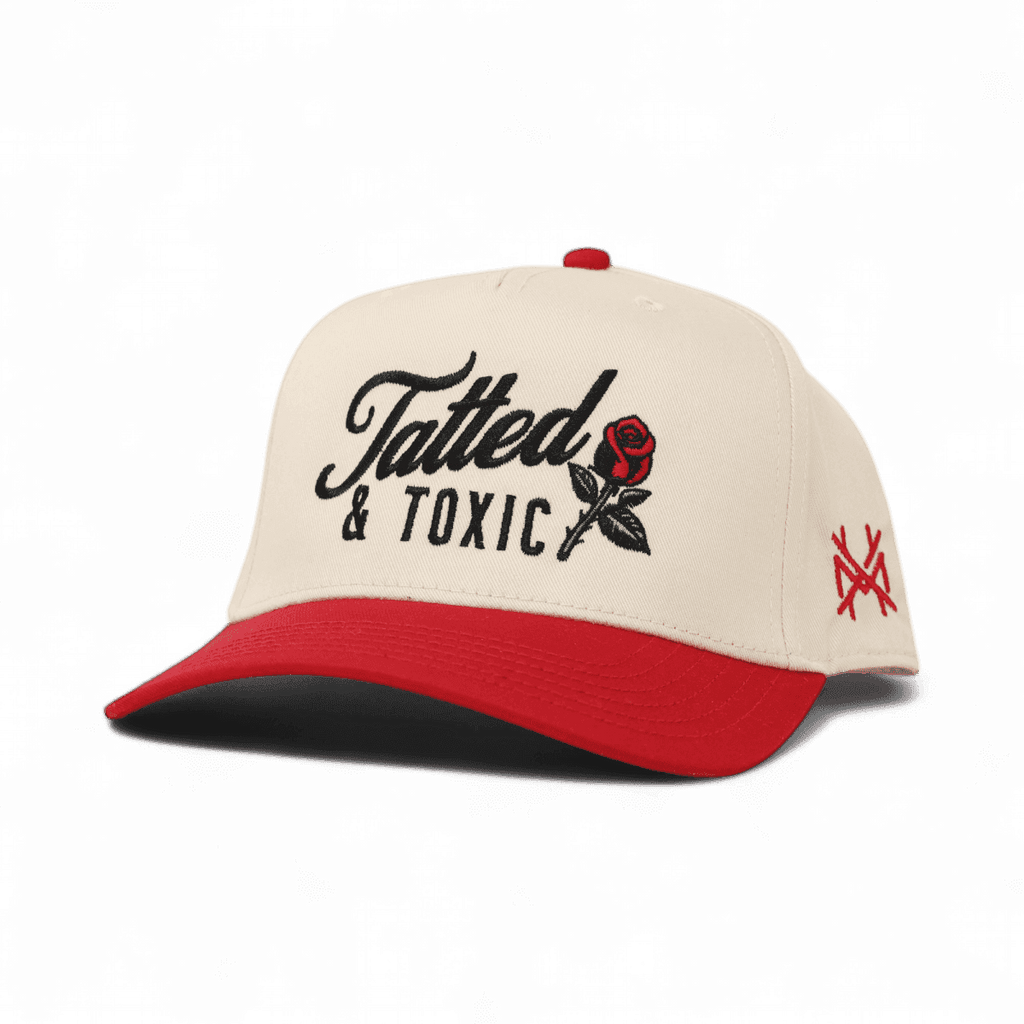 Tatted and Toxic Trucker Hat: Retro Black/Natural