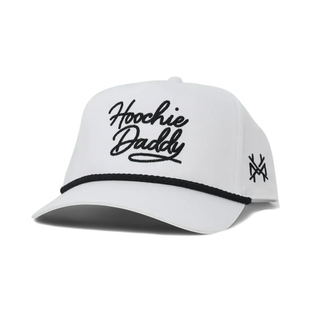 Hoochie Daddy Trucker Hat: Retro White with Black Rope