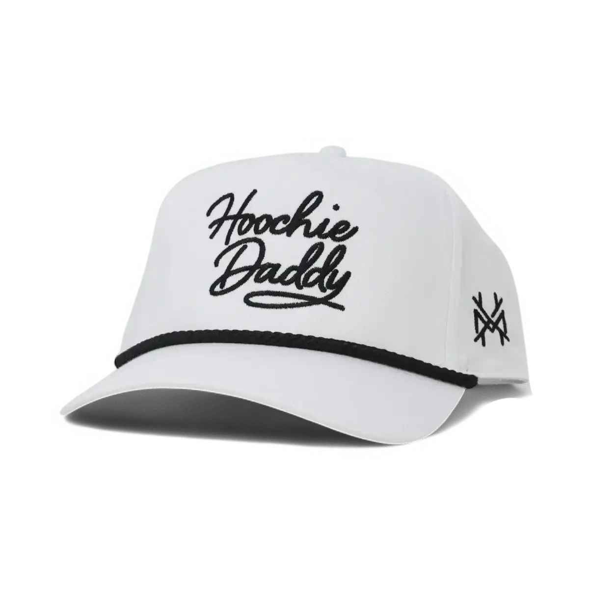 Hoochie Daddy Trucker Hat: Retro White with Black Rope