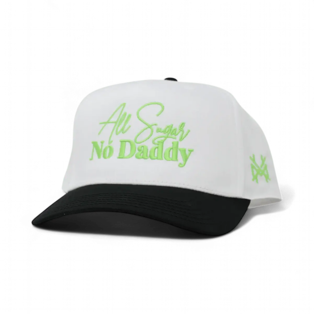 All Sugar No Daddy Trucker Hat: Retro Black Check/White