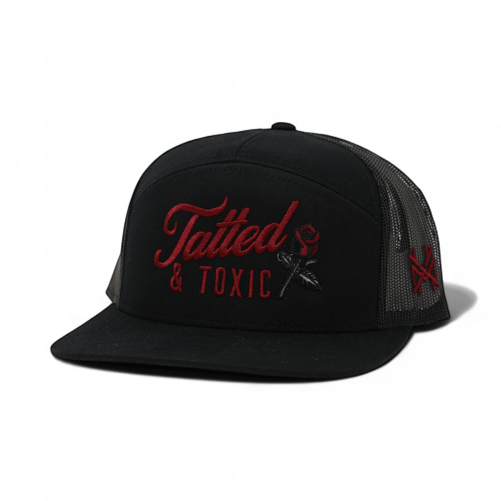 Tatted and Toxic Trucker Hat: Retro Black/Natural