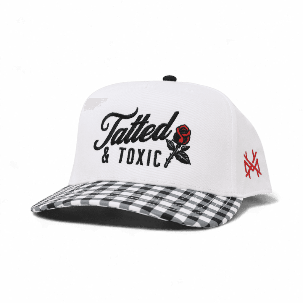 Tatted and Toxic Trucker Hat: Retro Black/Natural