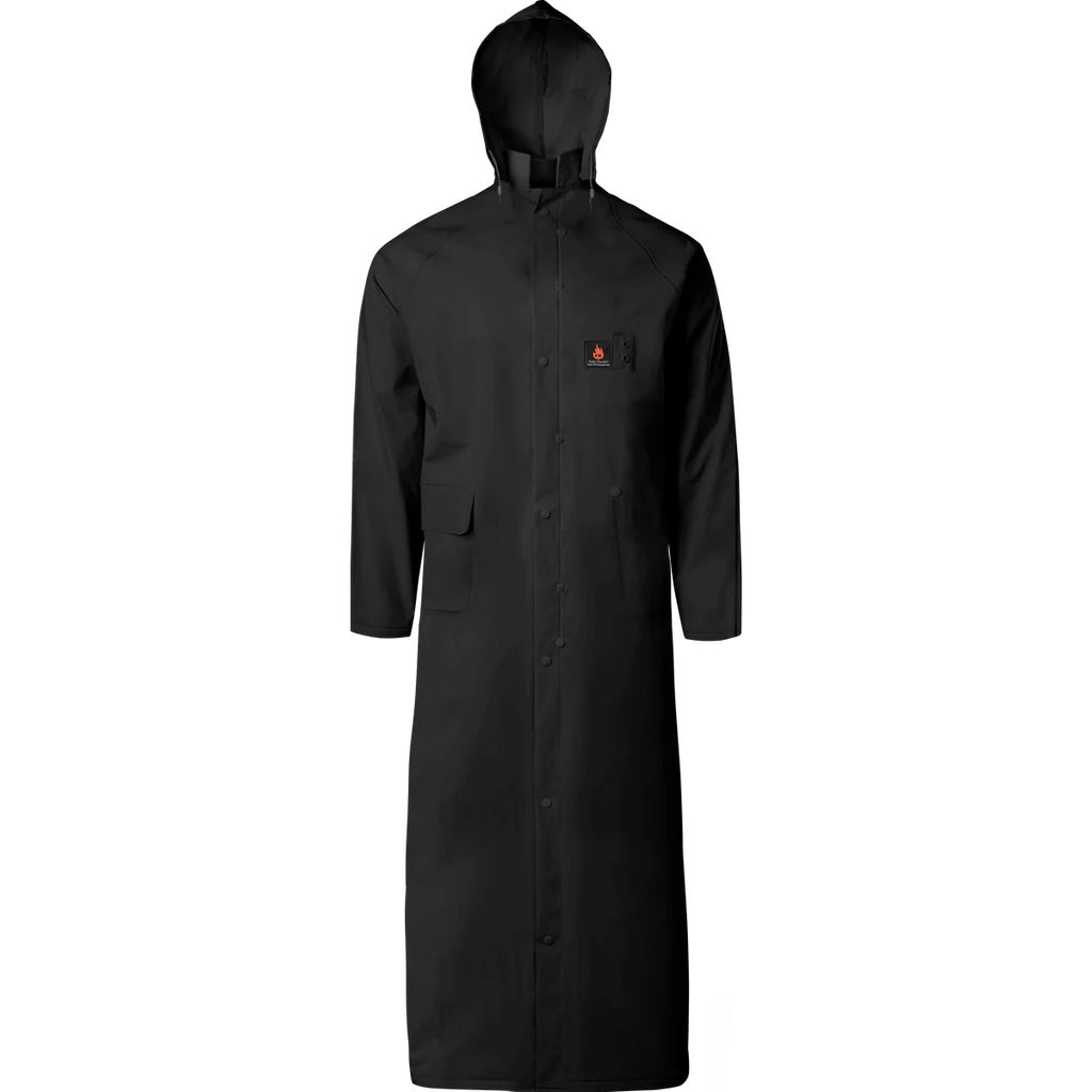 Ironwear: 60” PVC/Poly Flame Retardant Rain Coat w/ Corduroy Collar