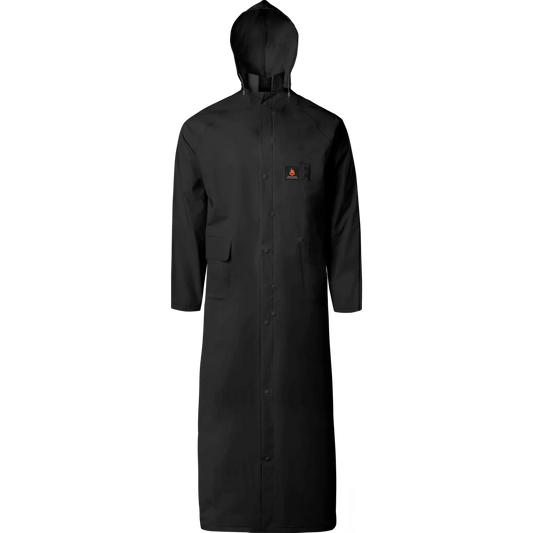 60” PVC/Poly Flame Retardant Rain Coat w/ Corduroy Collar