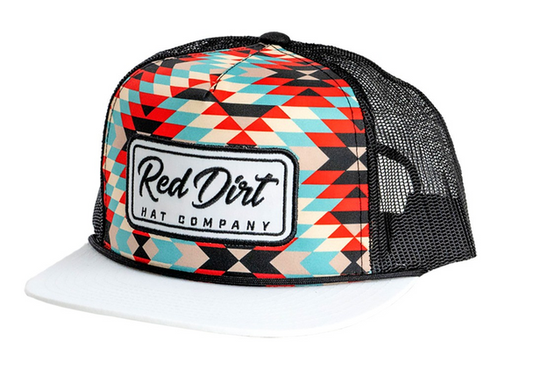 Red Dirt Hat:White/ Geo/ Black