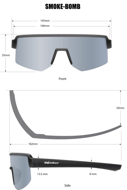 Bomber Smoke: Blue Mirror/Matte Black Frame