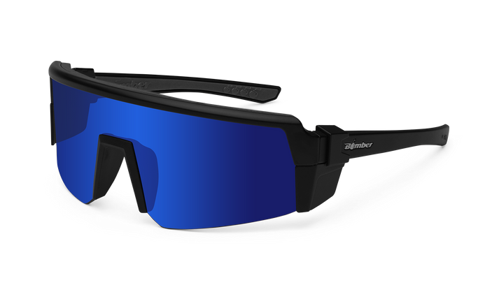 Bomber Smoke: Blue Mirror/Matte Black Frame