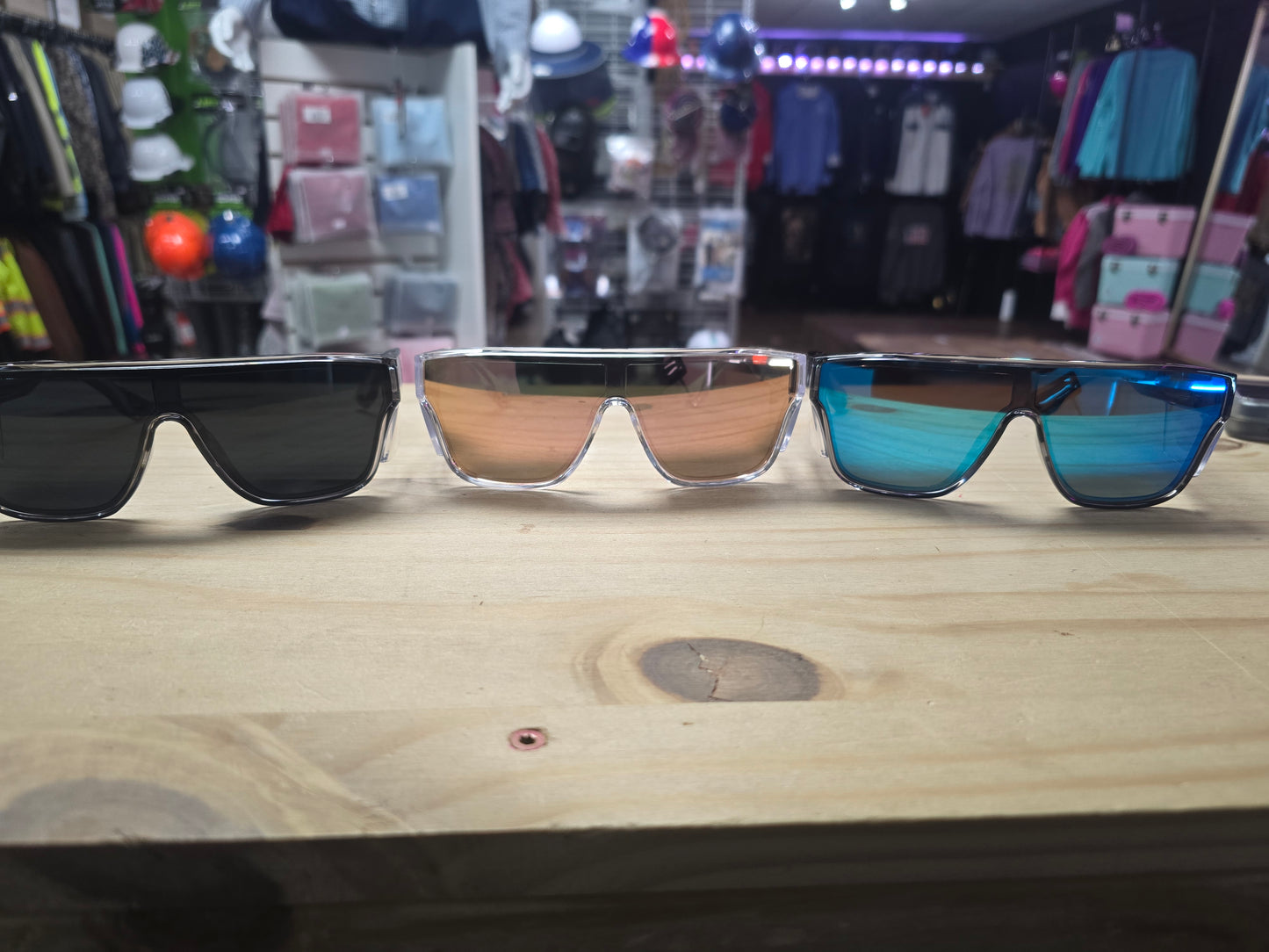 Safety Plus Collection: Safety Rosy Sunglasses with Clear Frame and Rose Gold Mirrored Lenses for UV Protection