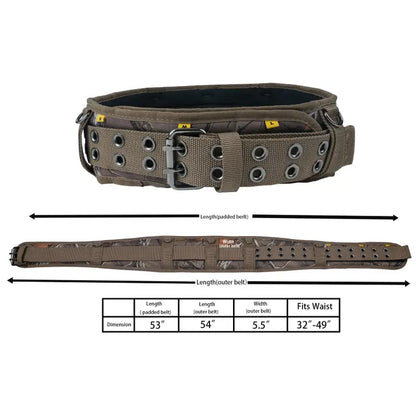 Zeluga 20-523 Large Pockets Tool Belts for men with Suspenders, 4″ Padded Toolbelt, Steel Hammer Holster, Carpenter Tool Pouch, Professional Tool Vest for men Construction, Camo